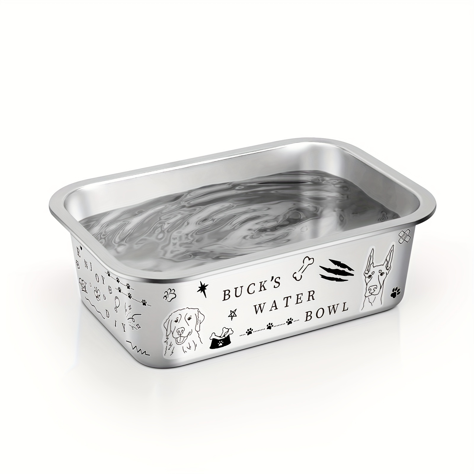 

Dog Bowls For Large Dogs, Stainless Steel Dog Water Bowls With Stickers, High Capacity Metal Dog Food Bowls For Large And X-large Dogs Indoors And Outdoors