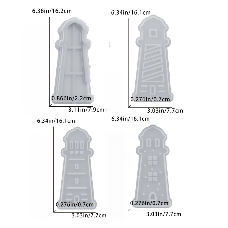 E-shop Harz Silikon Schmuckform 4 Stk./Set Hohle Lichtbox Epoxidform Küstenhaus Form Silhouette Lampe Form Handgefertigt Gips Kreatives Ornament Form