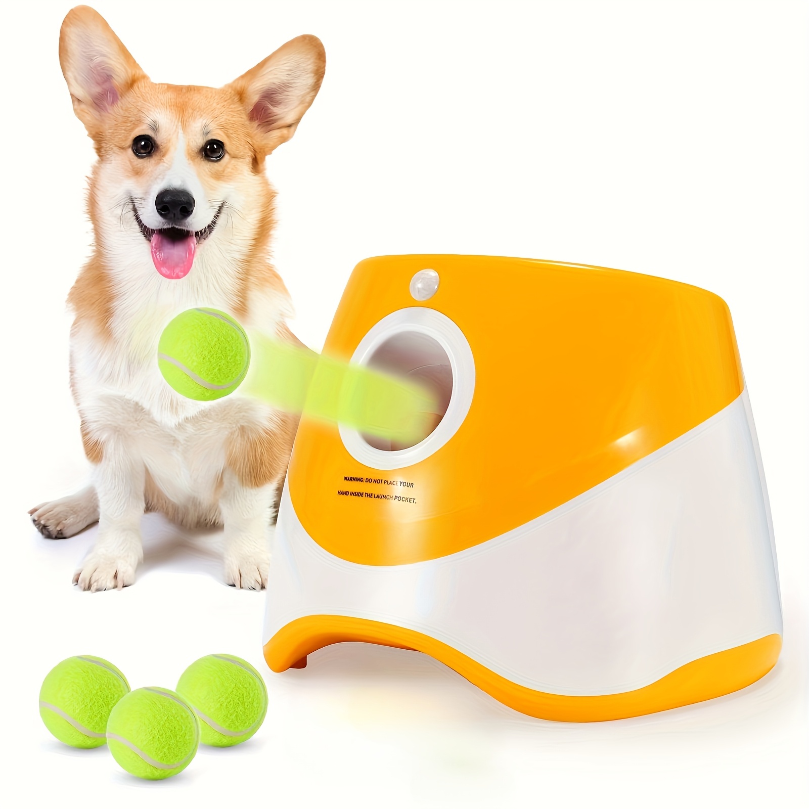 

Rechargeable 3-distance Automatic Dog Ball Launcher With 3 Mini Tennis Balls - Usb Charging, Interactive Indoor/outdoor Pet Toy , Blue, Lime Green - Fun And Safe For Dogs, Dog Ball Toy