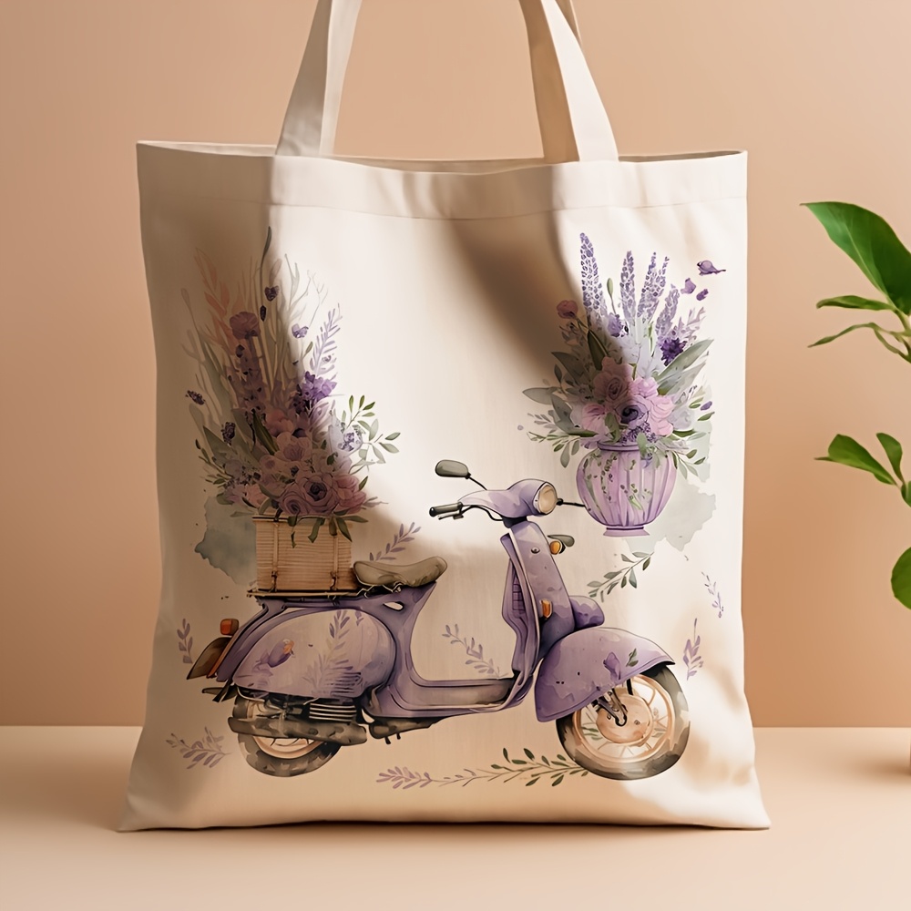 TEMU 1 Sac Fourre-Tout - Sac Réutilisable en Toile Imperméable avec Imprimé , Esthétique de pour Femmes, Plage, , Shopping - Cadeau Idéal pour des