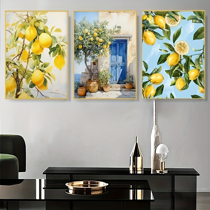 

3-piece Set Of Modern Fruit Canvas Wall Art, 15.7x23.6in - Frameless Vertical Posters For Living Room Decor Framed Canvas Wall Art Ready To Hang Canvas Wall Art Ready To Hang