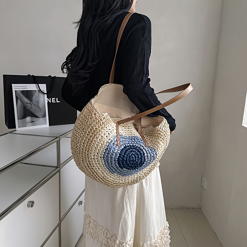 Beach Bag Straw Round Handbag New Large Capacity Straw Bag Retro