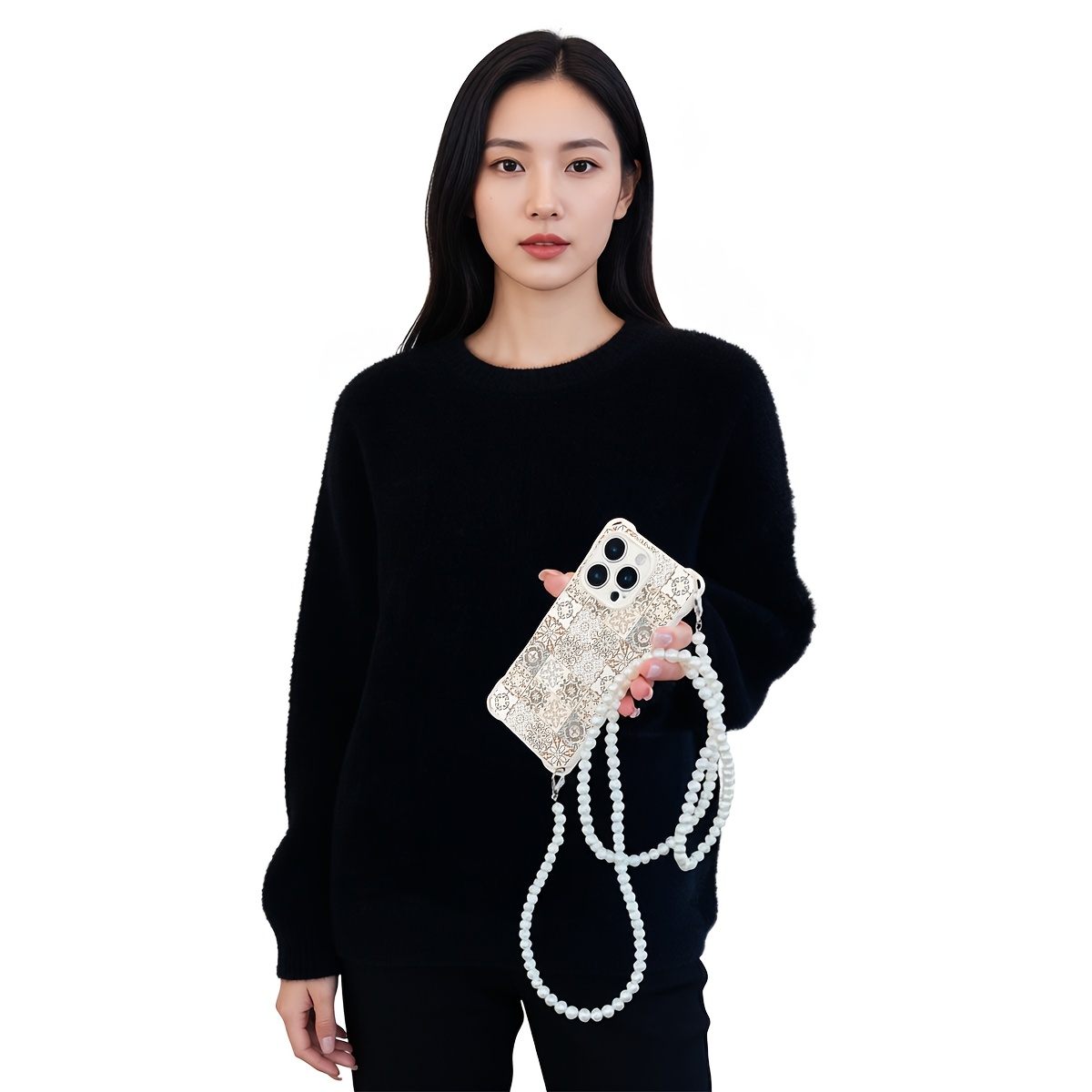 TEMU Phone Case - A Vintage Design, Soft Milky White Phone Case With Strap That Worn Crossbody. A Stylish Accessory That Shock Absorption And Drop