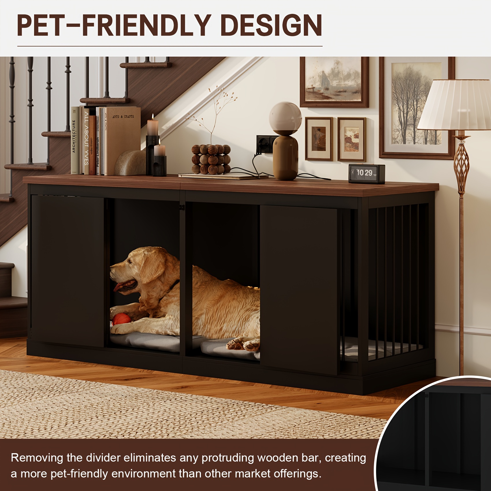 Muebles para jaulas para perros Muebles para jaulas para perros de madera  para interiores con divisor de habitación