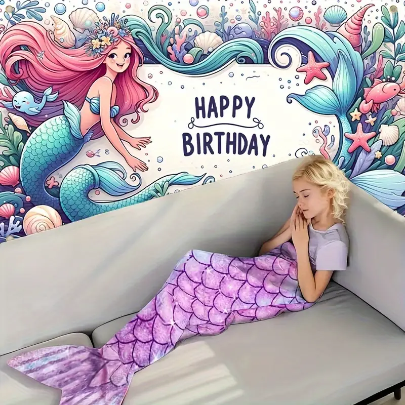 Underwater Mermaid Happy Birthday Background Little Mermaid - Temu