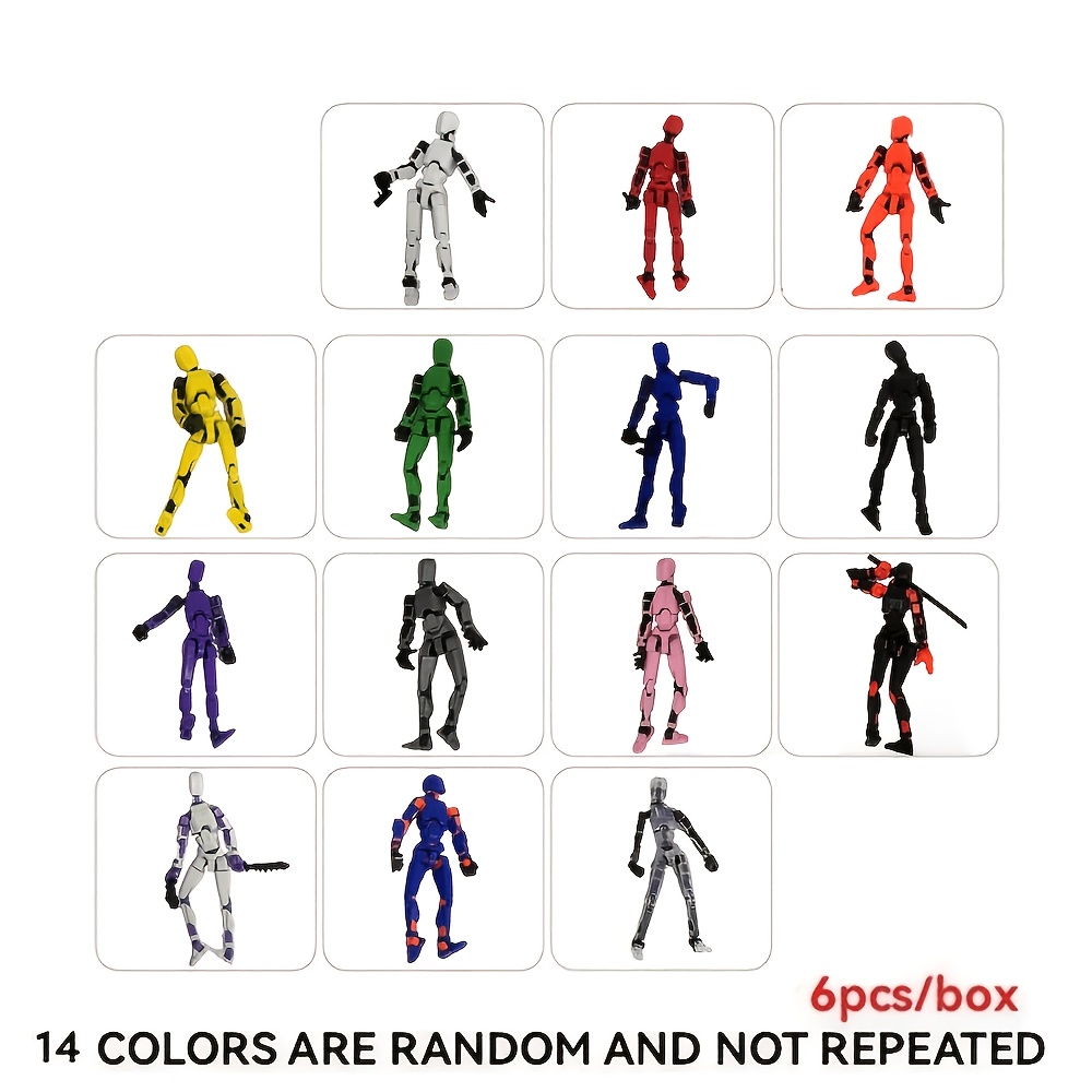 6pcs Action Dolls, Random Color , 3d Trend Toy Model, Multi-joint Movable, Man Figure, Desktop Decoration Ornaments, Includes Of Weapons, Christmas/halloween Gift Sets