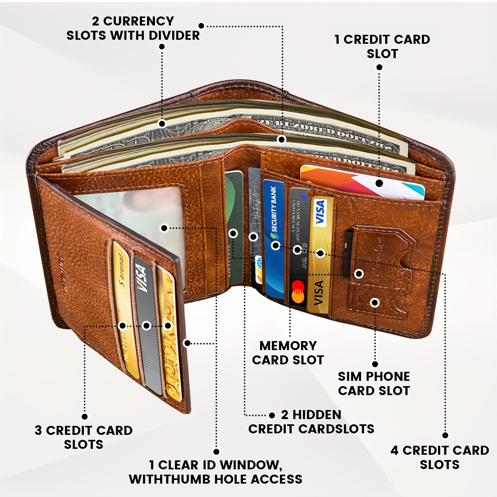   rfid blocking trifold wallet for men genuine leather minimalist wallet 11 card slots durable travel gift for fathers day