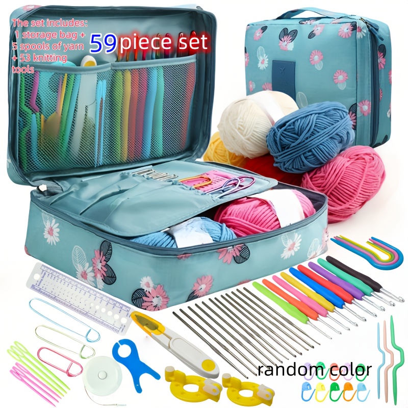 TEMU 59pcs Knitting Set, Including 1pc Knitting Set, Yarn 5 Knitting Tools 53 Knitting Tools, Perfect For Beginners And Experienced Knitting