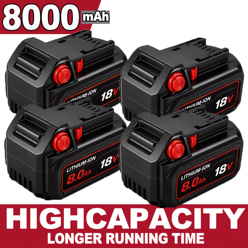 TEMU 4 Pack 8.0ah Extended Lithium-ion Battery Replacement For 18v Battery Mwl1810 48-11-1828 48-11-1862 48-11-1852 48-11-1880 48-11-1882 Compatible