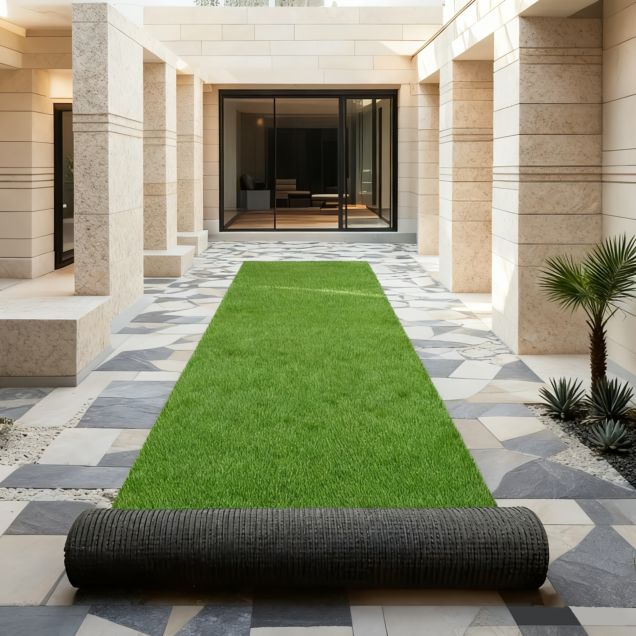 Large Artificial Turf Mat, Authentic and Fake Lawn Carpet - Suitable for Wedding Gardens and Courtyards, Easy to Install Without Tools, Ideal for Party Events, Home and Commercial Decoration, Low Maintenance, Party Decorations, Artificial Turf