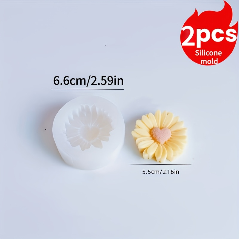 E-shop 2 Kerzenformen, große, nicht-poröse, herzförmige Chrysanthemen-Aromatherapie-Kerzen Silikonform Chrysanthemen-Aromatherapie-Gips-Diffusor