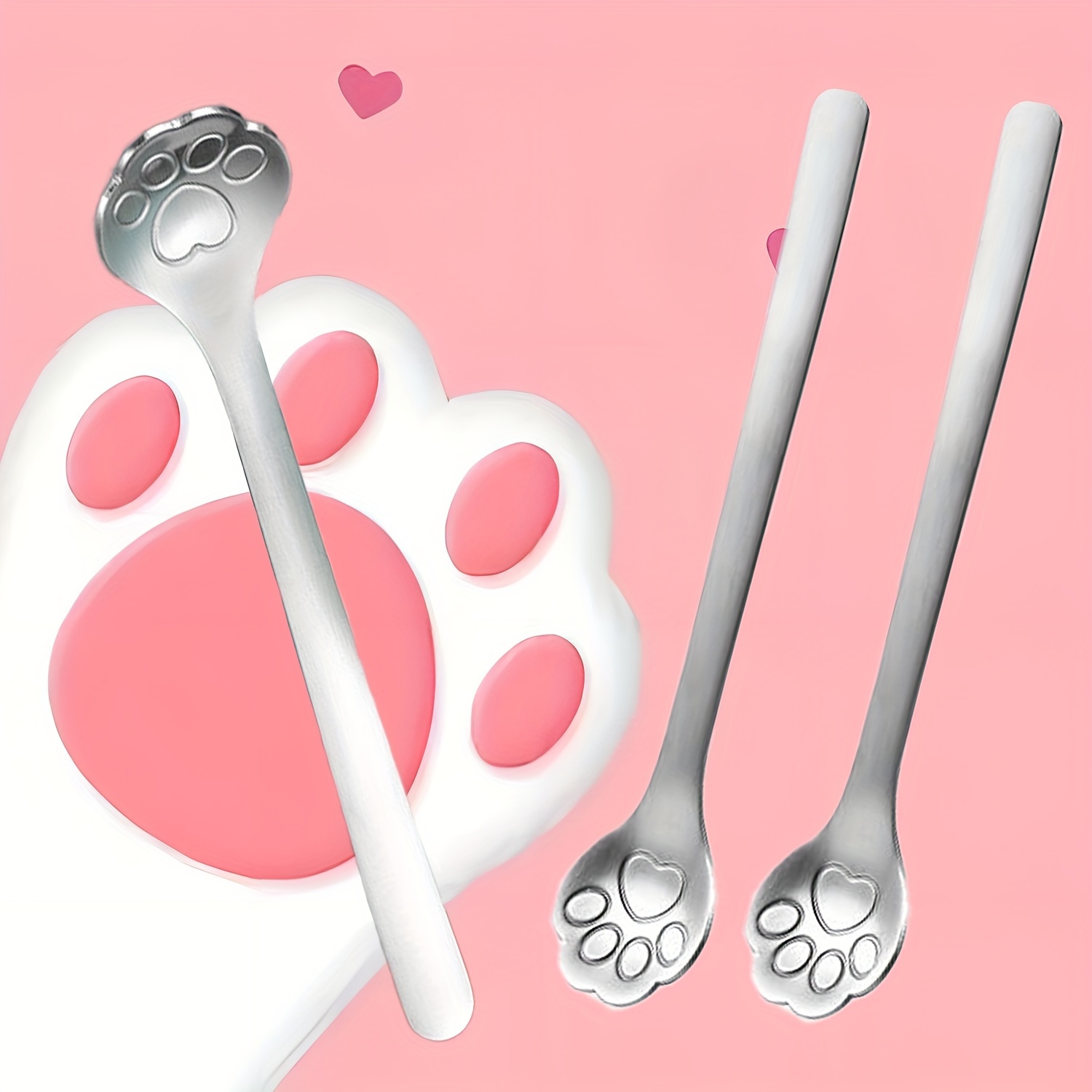 

1pc/4pcs Stainless Steel Cat Paw Spoon, Creative Spoon For Desserts, Coffee, Ice Cream, Cake, And Mixing.