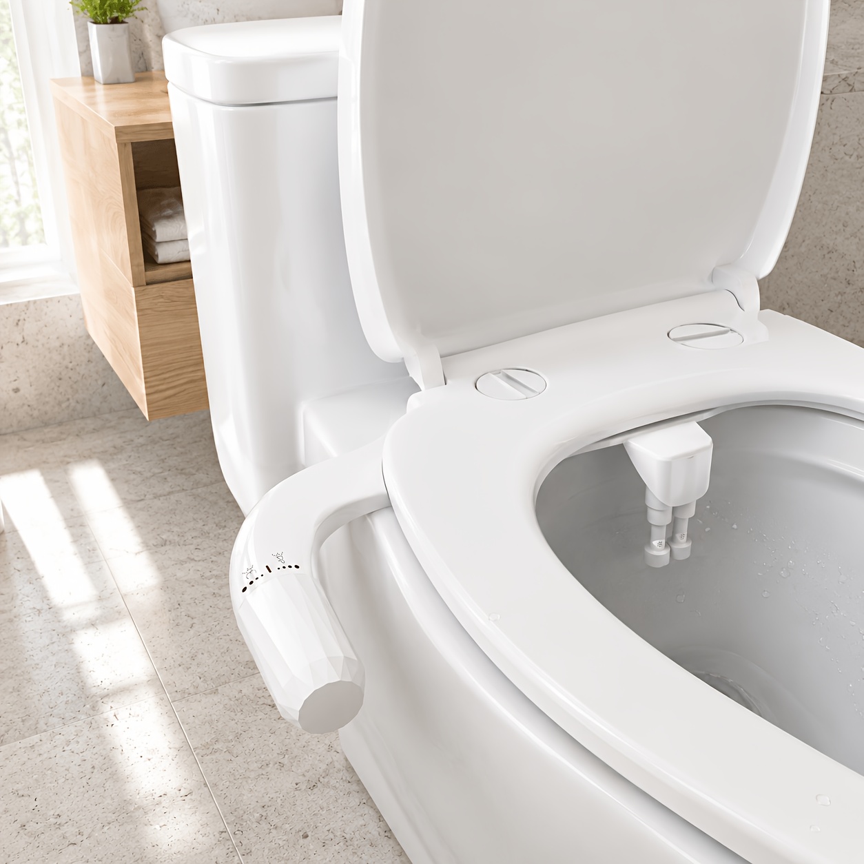 Non-electric Bidet Attachment, Dual Nozzle Fresh Water Toilet Seat Bidet With Adjustable Pressure
