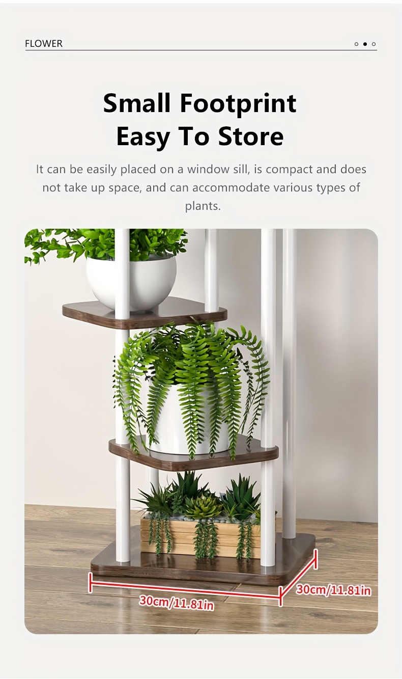 Single Plant Stand for Flowers, Wooden Shelf with 4/5/6 Layers, Display And Storage Shelf, Pot Rack Organizer for Home And Garden Decoration, Indoor Iron Shelf, Outdoor Display Holder for Flower Pots, Multi-Functional Flower Racks
