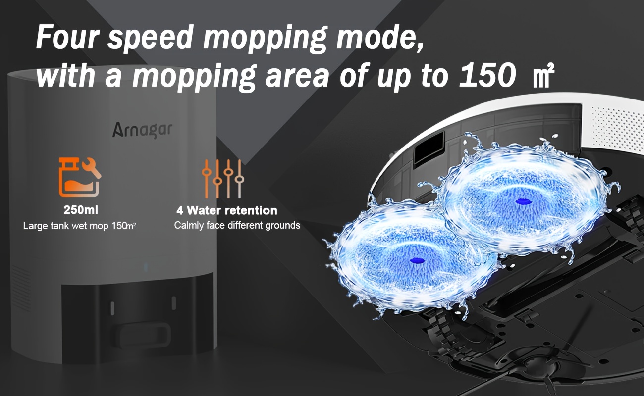 Armagar S10 Robot Vacuum Cleaner with Auto Empty Station-like Dock, 4000Pa Strong Suction, Smart Mapping & Obstacle Avoidance, Self- Mop/Broom Combo, Low Noise, App Control, 2--1 Sweeper and Mop for