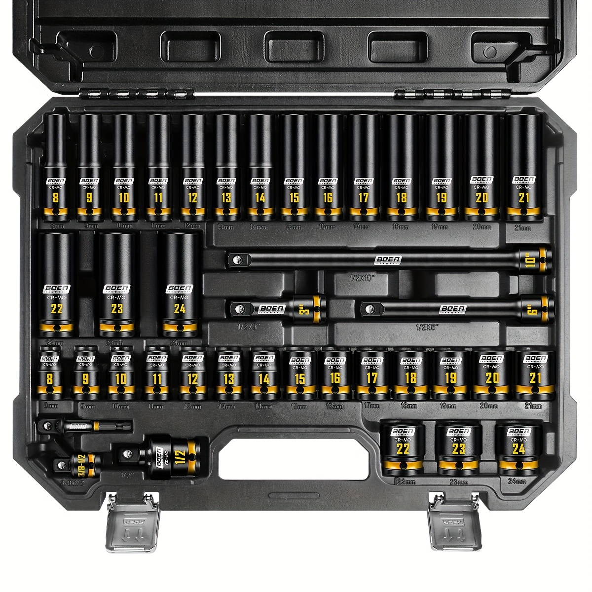 Impact Socket Set 1/2 Inches 19 Piece Impact Sockets, Standard