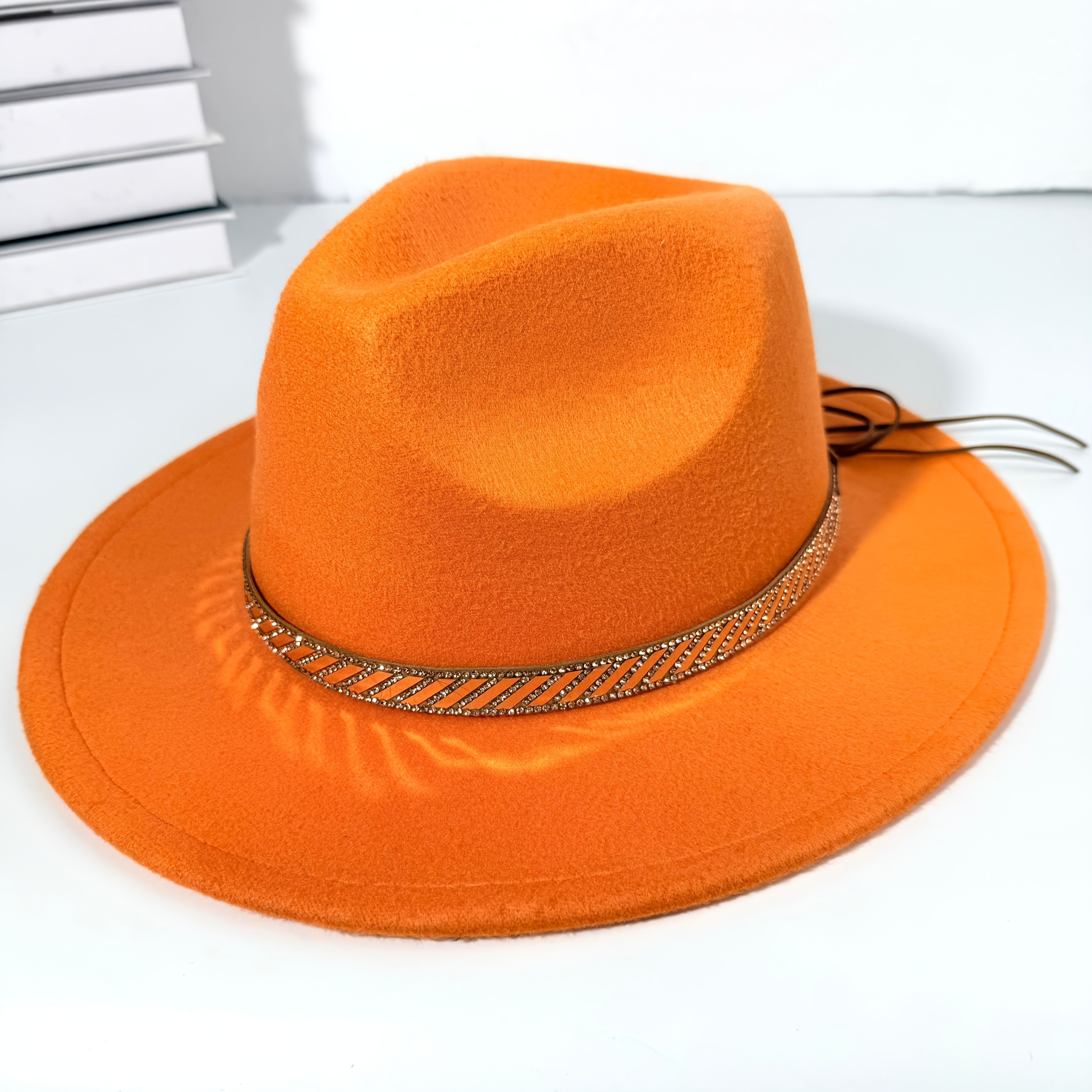 mens womens vibrant orange felt hat season lightweight wide  display picture 3