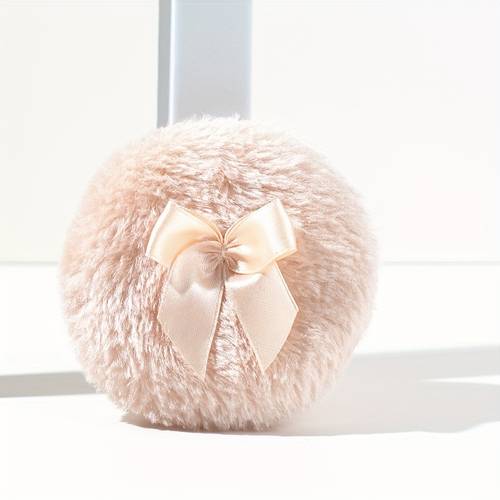 1 stuks lange haar losse poederdons, velvet dons, zachte make-up dons, draagbare dons, ronde velvet dons met lint, geschikt voor losse poeder make-up tools