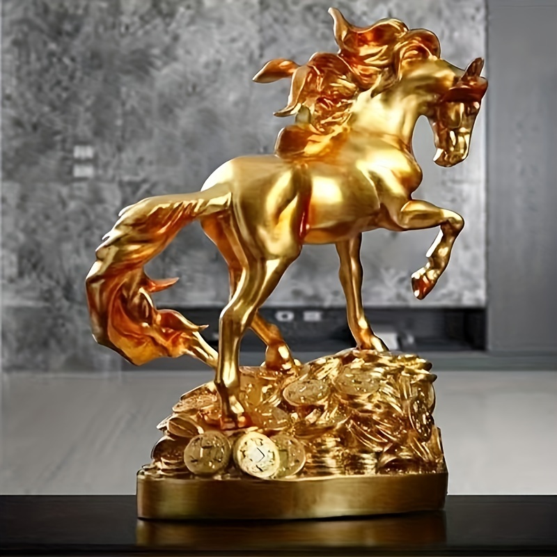 

1pc Horse Statue, Home & Office Decor, Elegant Resin Horse Ornament, Wealth Symbol, Tabletop Display