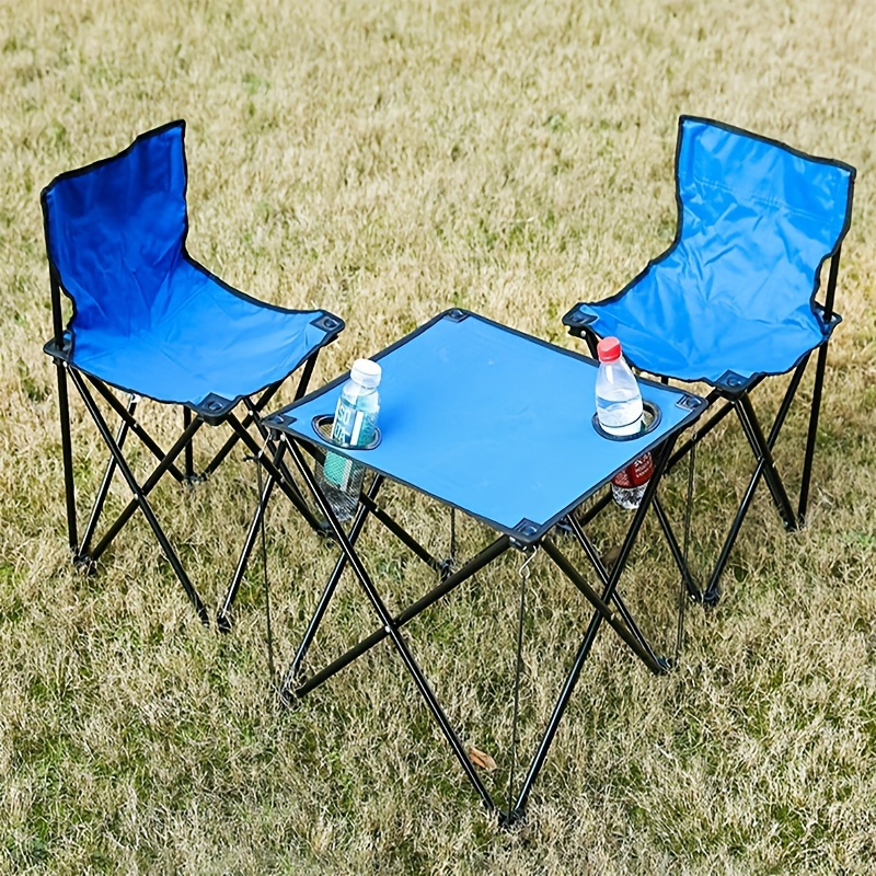 piece portable camping table chair set iron trestle base Temu