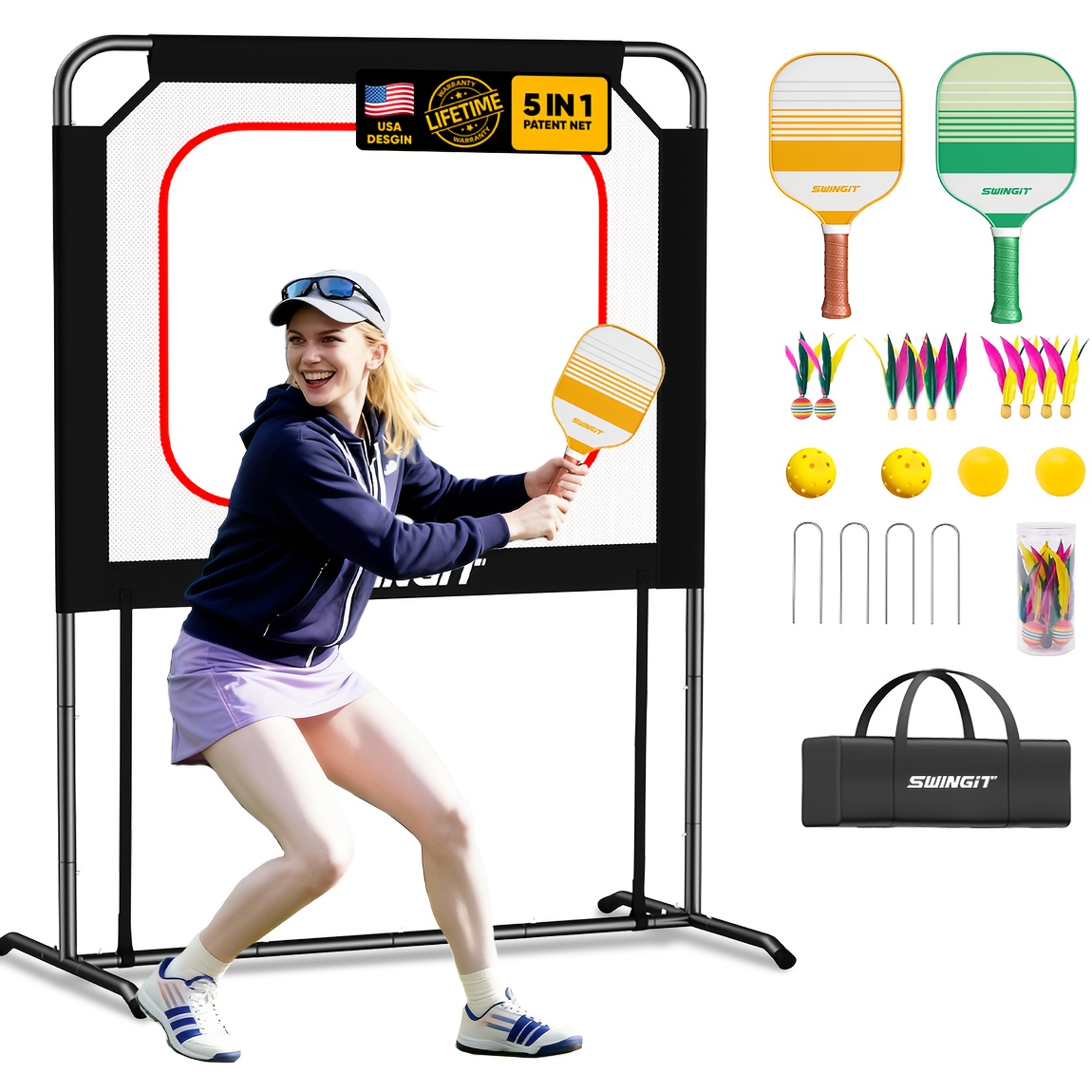 Original Indoor/Outdoor Racket Game Suitable for Family - Multi-Generation Sports with -to-Learn Rules, Indoor/Outdoor Use for & Seniors - Equipment for Christmas, New Year, Mother'/Father' Day Gifts () - Similar to Badminton, - Image 6