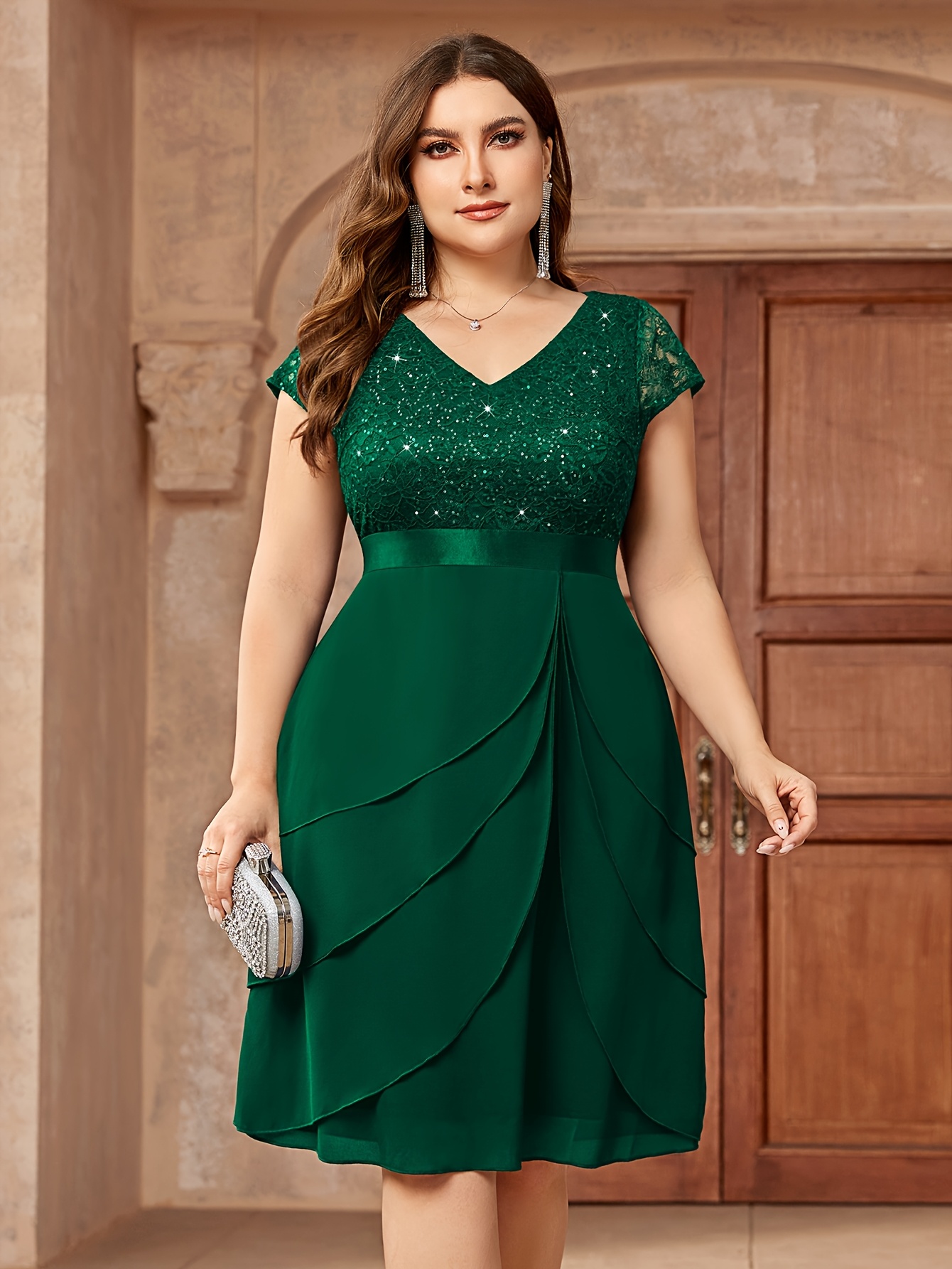 green emerald velvet dress Plus-Size Sequin Mermaid Prom Dress CD975C Emerald / 16