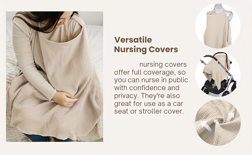 muslin nursing cover for breastfeeding breathable breastfeeding cover with rigid hoop for mother nursing apron multi use car seat canopy details 0