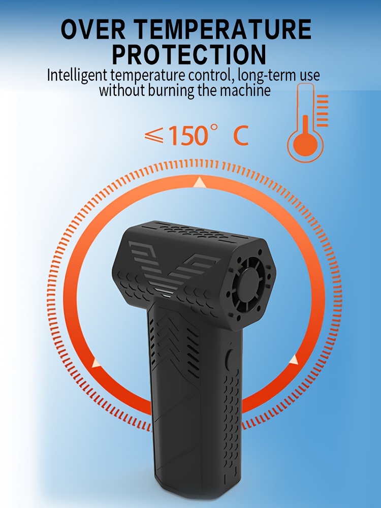 Высокоскоростной мини-вентилятор 130 000 об/мин, USB-зарядка, литий-ионный аккумулятор 7500 мАч, портативный воздуховод с пылесосом, материал корпуса ABS, несколько насадок и щеток для уборки дома и сушки внутри помещения и на открытом воздухе, идеальный подарок для технических энтузиастов и путешественников. Подробности 8.