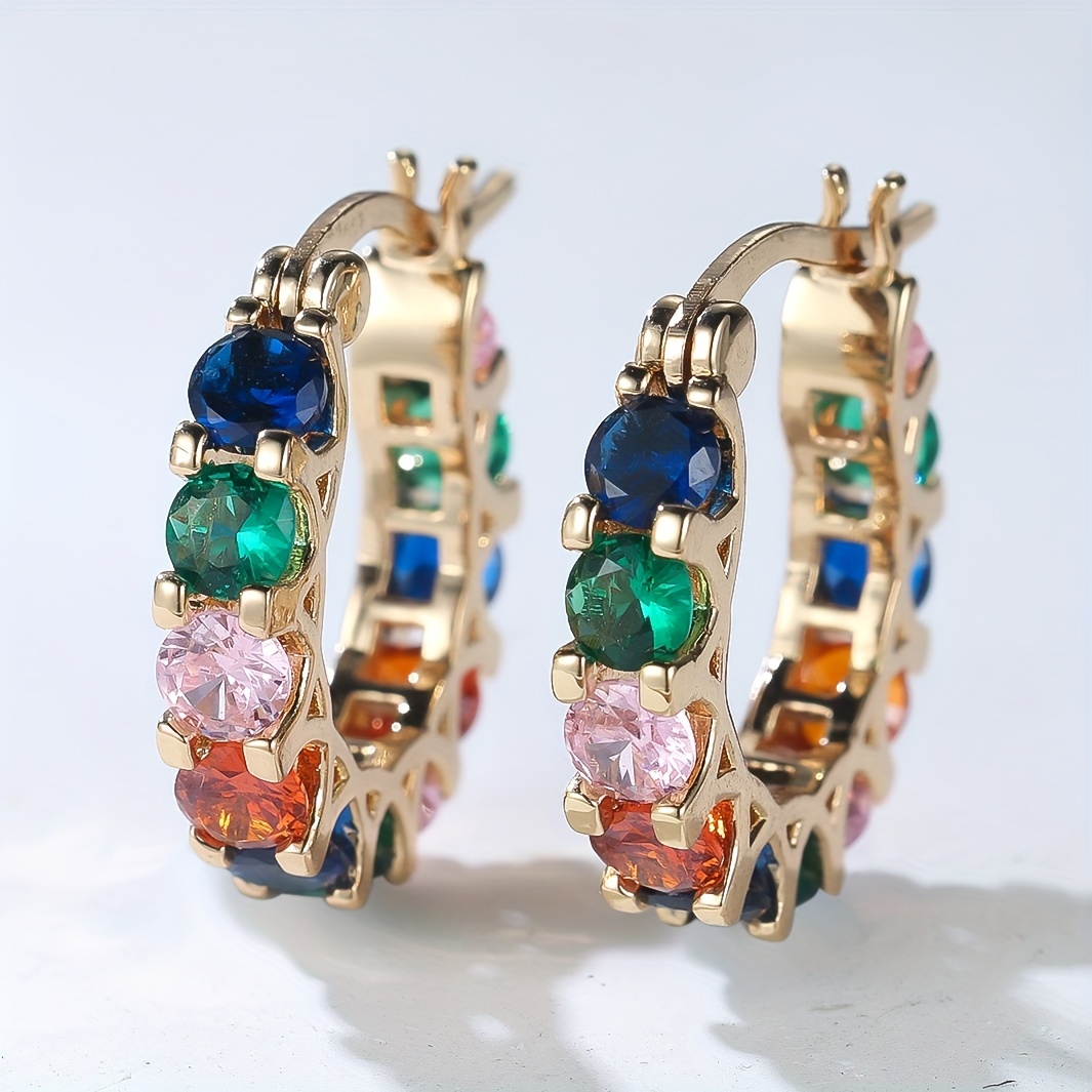 Colorful Zirconia Geometric Earrings for Women