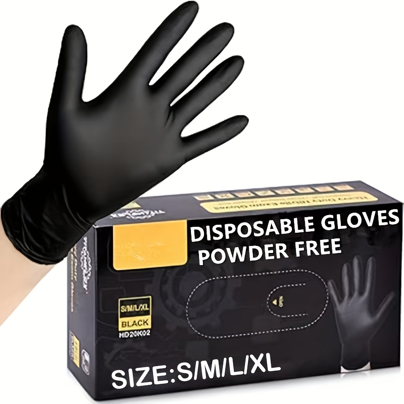Black Disposable Nitrile Gloves, Latex Free and Powder Free Design, Lightweight, Suitable for Home Cleaning, Hairdressing, Hair Dyeing, Pet Home Kitchen Beauty and Cleaning, Available in Multiple Sizes (S/M/L/XL)