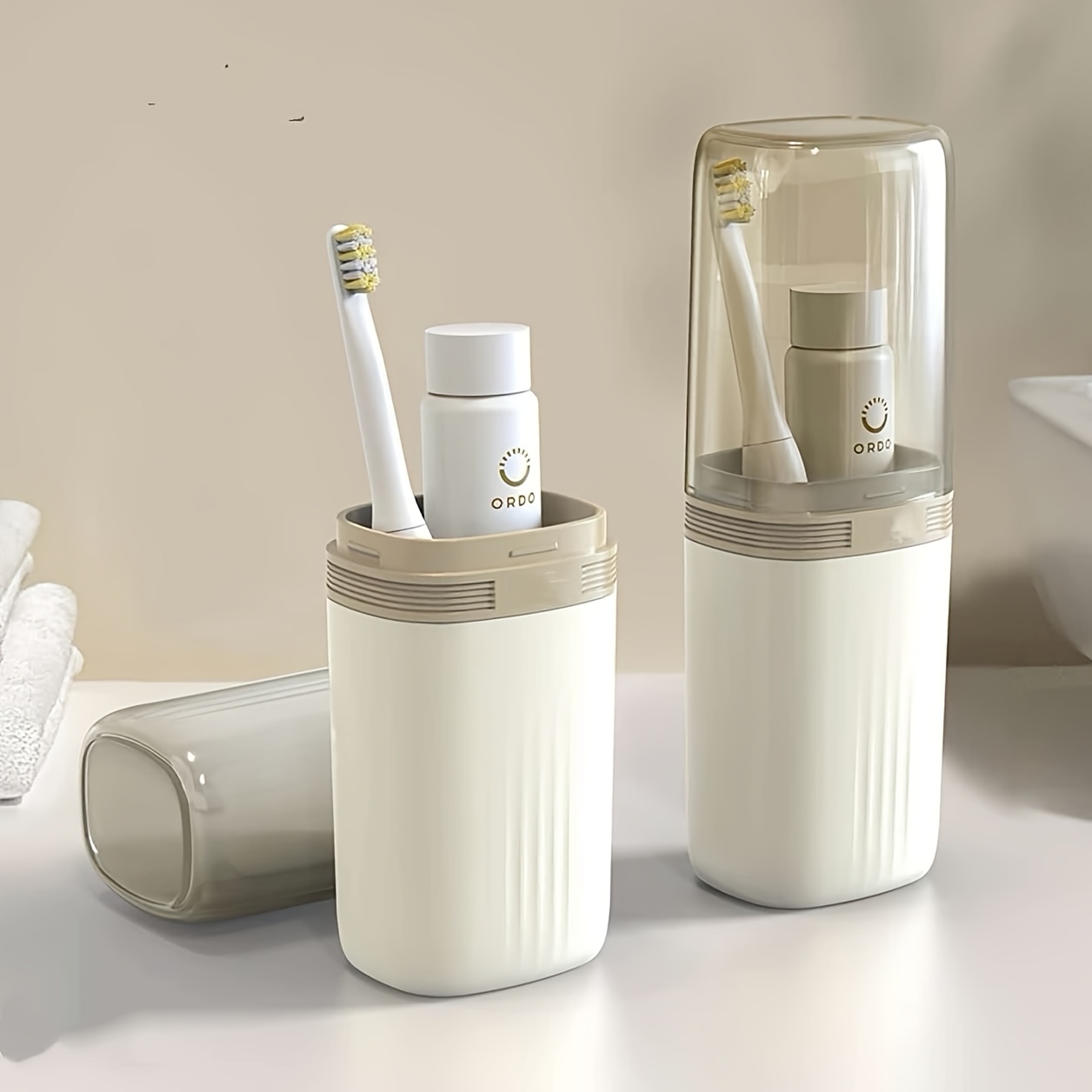 TEMU Trousse de toilette de voyage portable, porte- pour dentifrice et brosse à dents, articles de toilette de voyage pour affaires