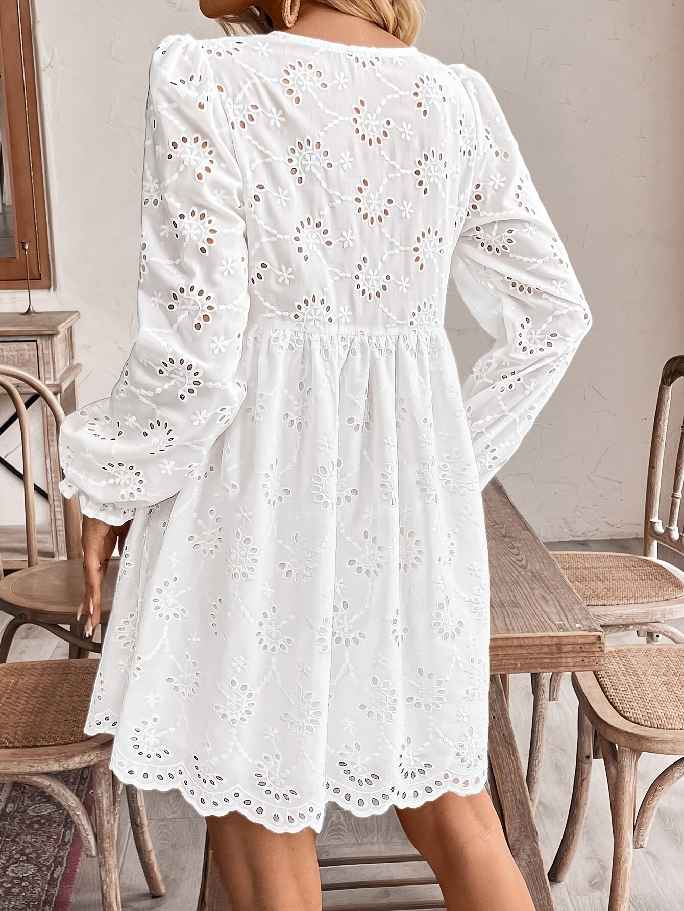 1pc womens elegant round neck long sleeve short dress Temu Australia