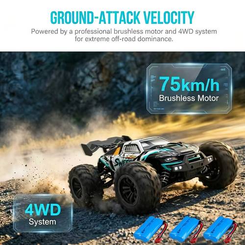 photo de l'article voiture télécommandée tout-terrain balais, vitesse de pointe 75 km/h, 16101pro bleue, échelle 1:16. inclut 3 batteries, jeu complet de pièces de rechange. réservée aux joueurs , et compétitif. cadeau de fêtes idéal. ( nest pas un jouet.)