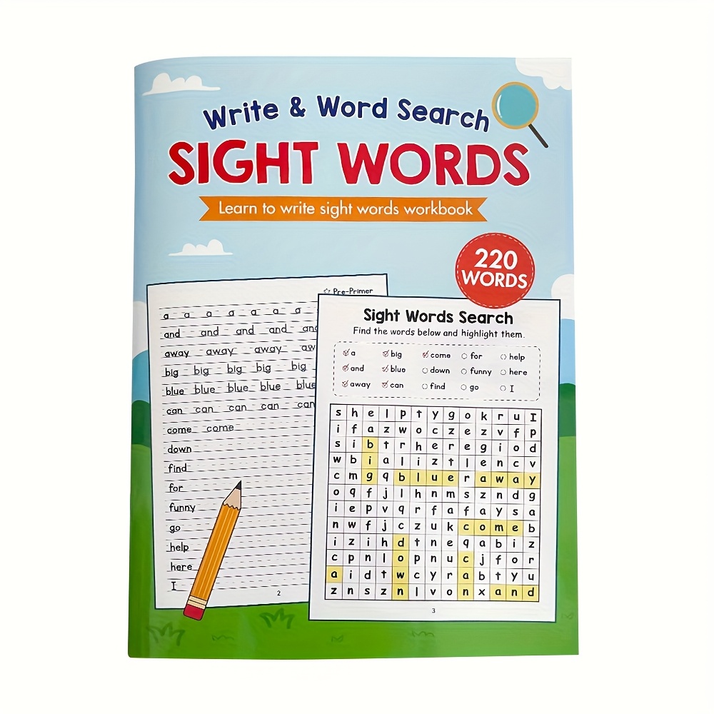 Image of A 32-page, Mixed-color Paper With 220 Common Words, Including Games, Suitable For Learning Activities, Home Education Supplies, And Christmas Gifts