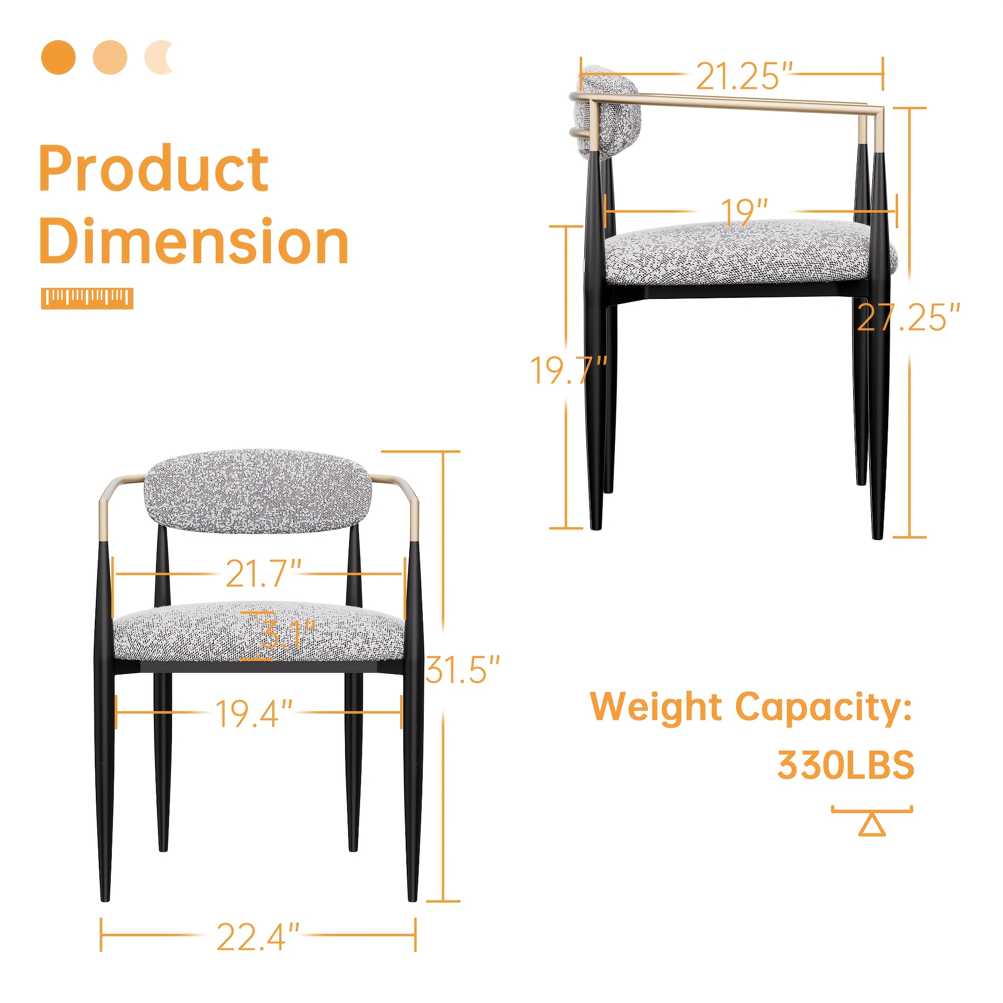 dining chairs boucle armchair set of 2 for kitchen reception room living room bedroom restaurant caf Product details 4