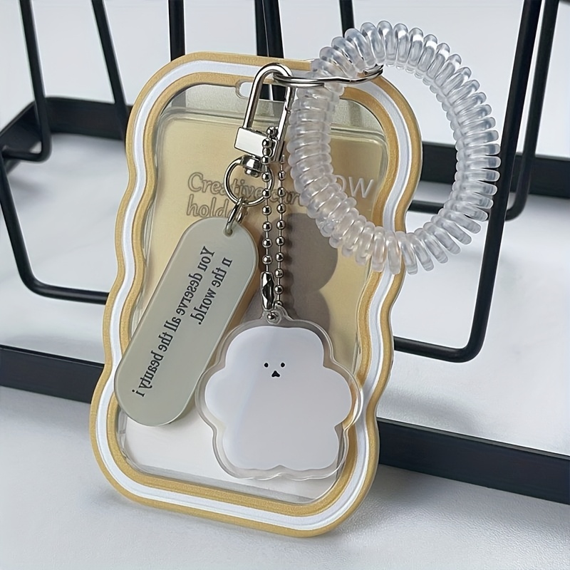 TEMU 2d Case, Bus Card Case, Gradient Design Wavy Photo Card Holder, Cute Case - With Cute Pendants And Bracelets - Gifts