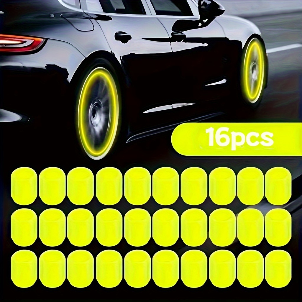 16pcs Luminous Tire Valve Stem Caps, Universal Glow-in-the-Dark Wheel Valve Covers for Bikes Motorcycles Cars - Durable Plastic, Dust-Proof & Leak-Proof