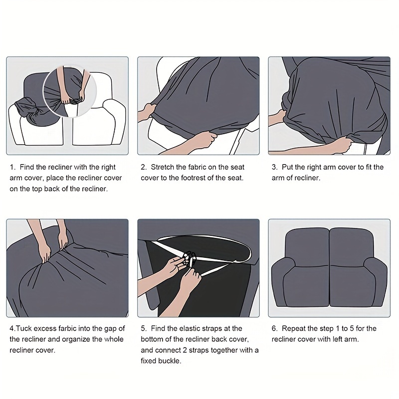 1 2 3 seater sofa recliner cover chenille fabric slip resistant washable with elastic bottom furniture protector   of 4 6 8pcs reclining chair covers