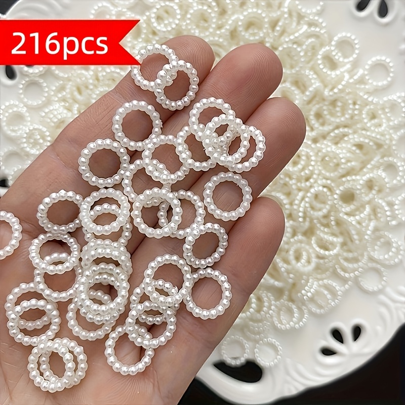 TEMU 216pcs Perles Anneau Creux 10Mm, Perles d'Espacement Acryliques Creuses, Ajouts de Bijoux Main, Convient pour Bracelets, Ornements de Téléphone
