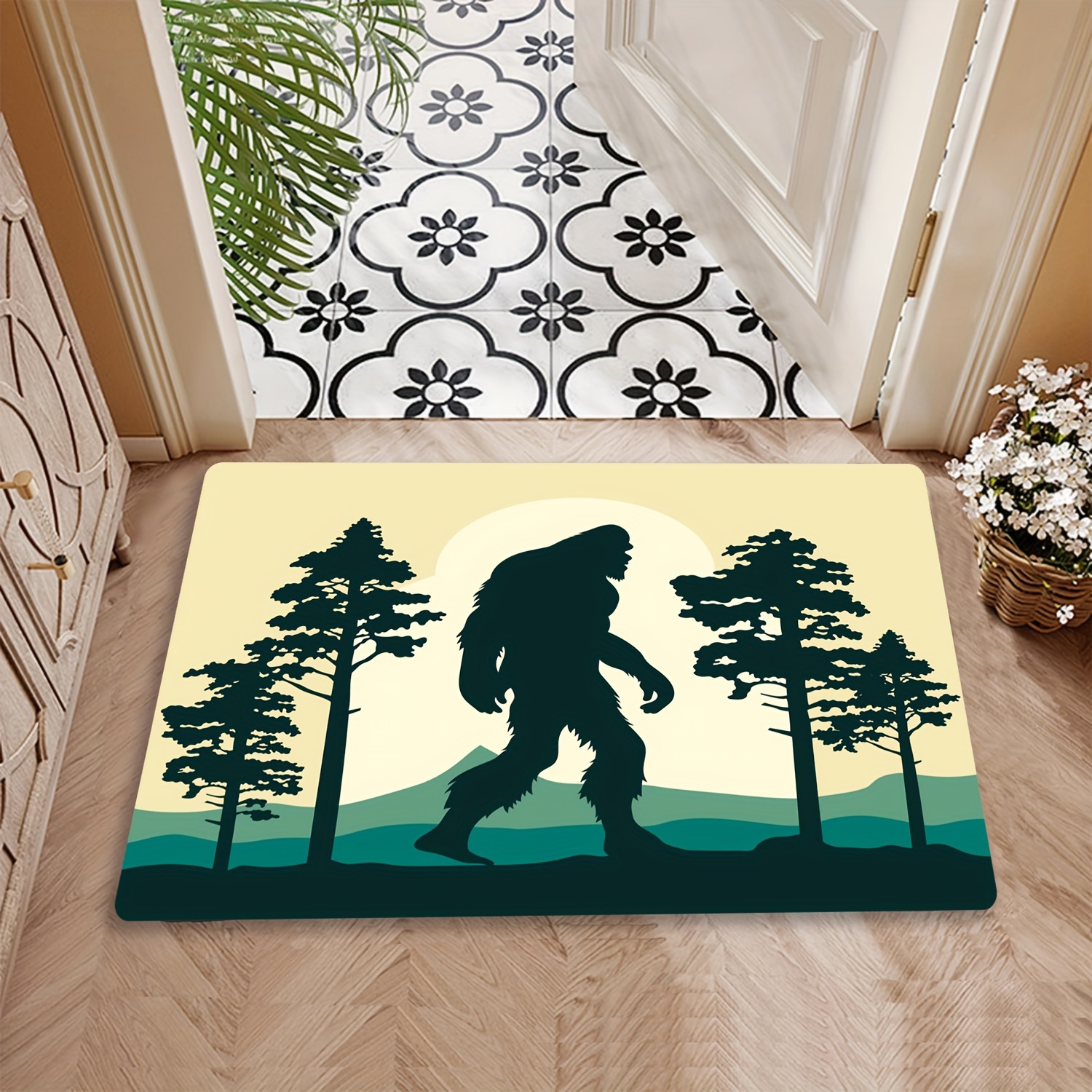 

Bigfoot Welcome Doormat - High-quality Flannel, Soft Non-slip Machine Washable Entry Rug For Indoor, Front Door, Living Room, Bedroom, Bathroom, Kitchen, Christmas Home Decor