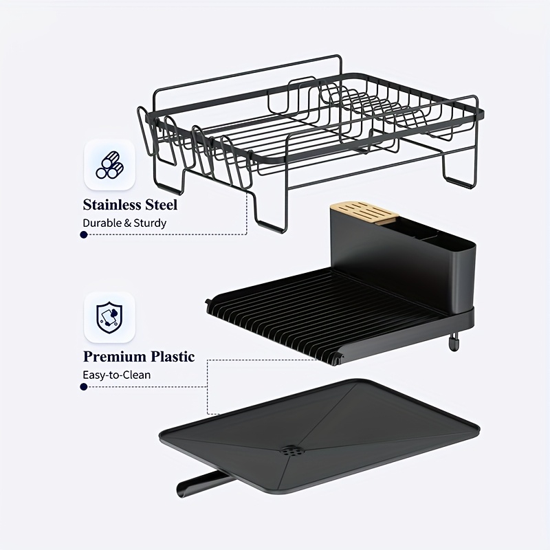 large dish drying rack with   set dish rack extendable dish rack utensil holder cup holder expandable dish drainer for kitchen counter Product details 6