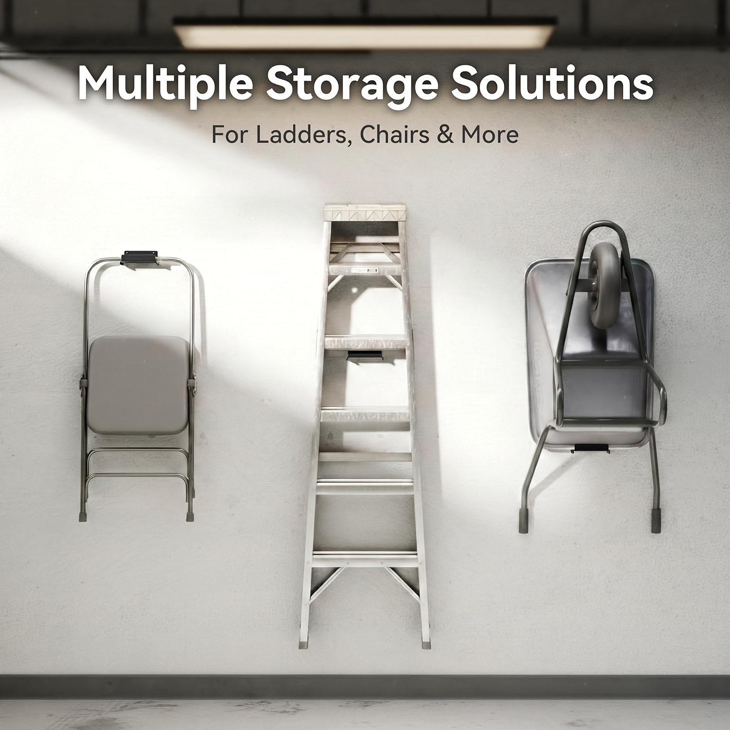 Garage Wall Ladder Hook, Heavy-duty Wall-mounted Storage Rack, Suitable for Ladders, Chairs, and Patio Furniture, Fits Step Ladders and Extension Ladders, Garage Organization