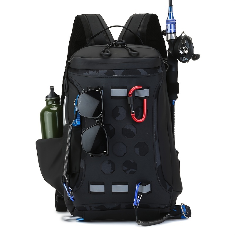 Cylindrical Fishing Backpack, Large Capacity Backpack With Rod Holder,  Multifunctional Storage Bag For Camping Fishing
