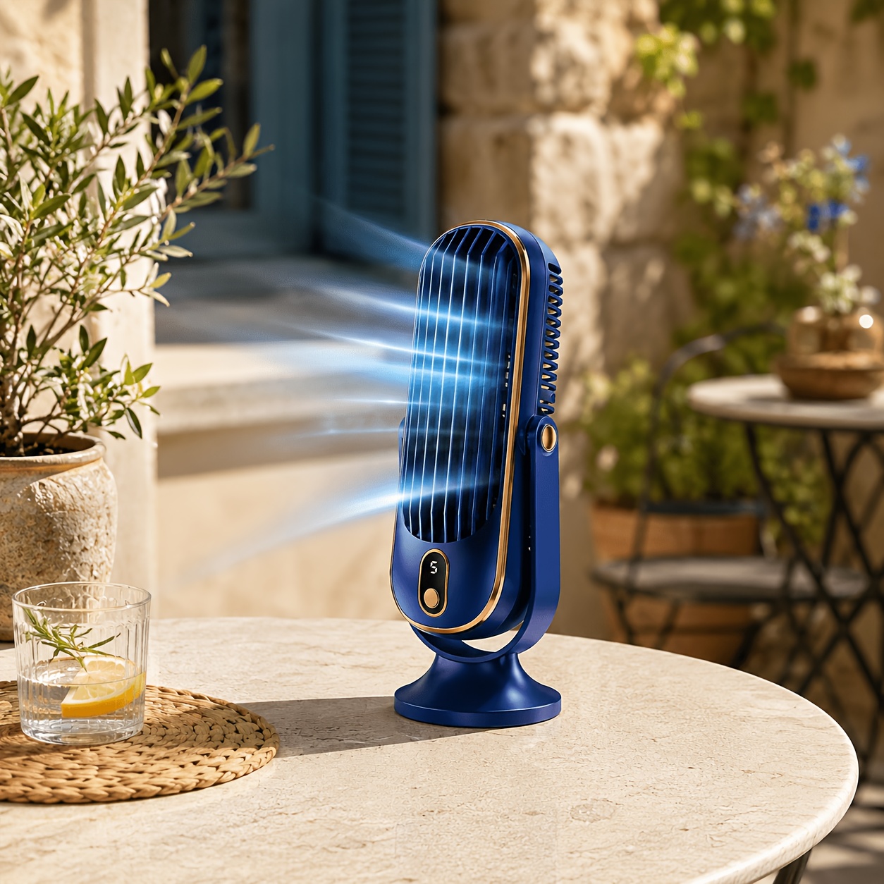 Portable Desktop Cooler - Large Battery Dual Motor Household Small Air Cooler, Usb Rechargeable, 5- Cooling Fan 720° Surround Air Blower, Office, , Camping, Outdoor Rv Portable Usb Fan