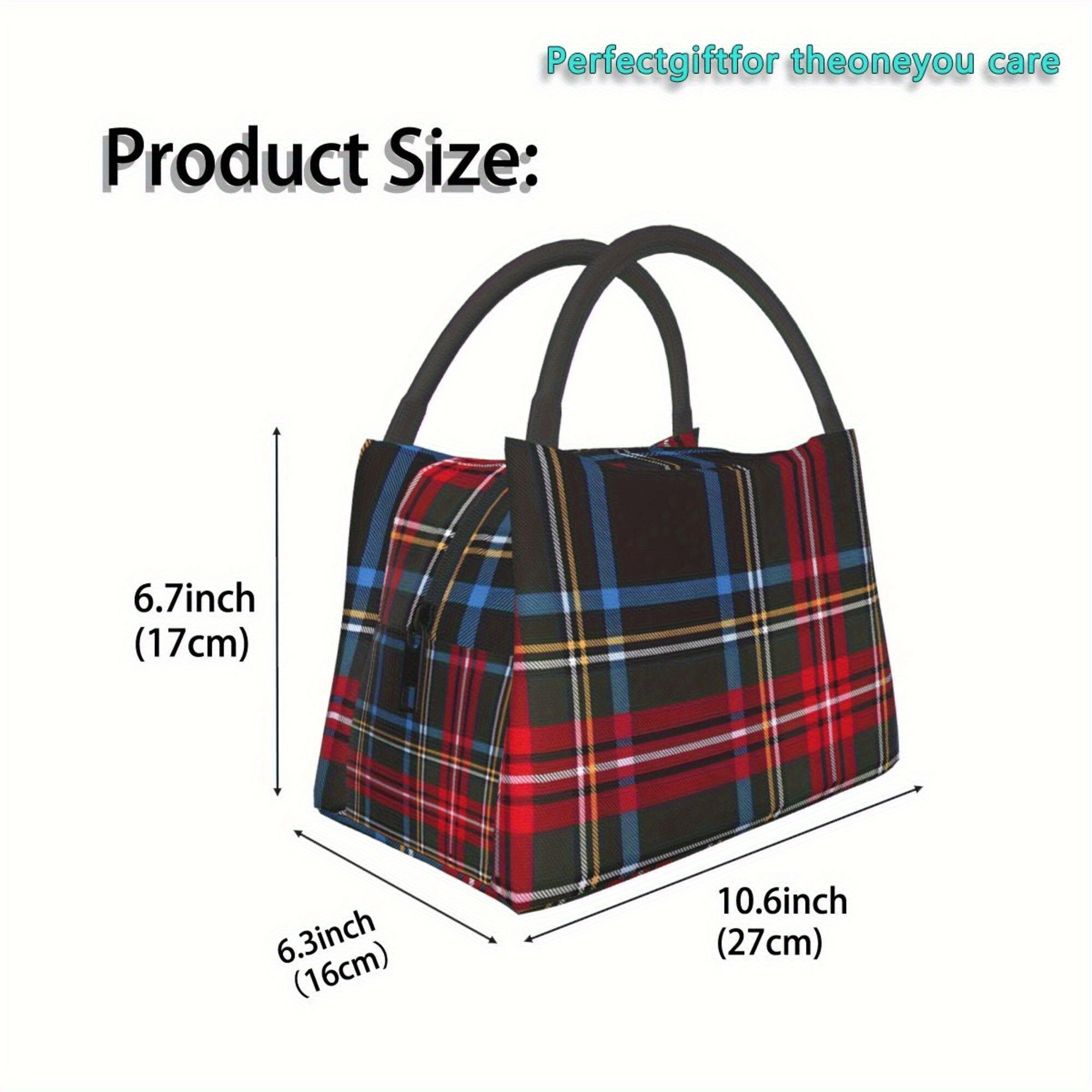 TEMU 1pc Bolsa Térmica Reutilizable con Estampado de Cuadros a Rayas, Adecuada para Camping y Esenciales de Playa, Uso en Casa, Oficina y Exteriores,