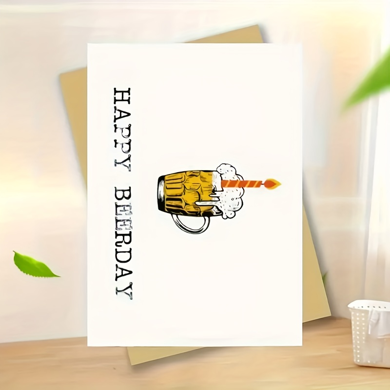 Happy Beer Day" Birthday Card With A Beer Mug Design, Gift For Beer Lovers, Perfect For Men, Husbands, , Brothers, Dads, , And Office Celebrations