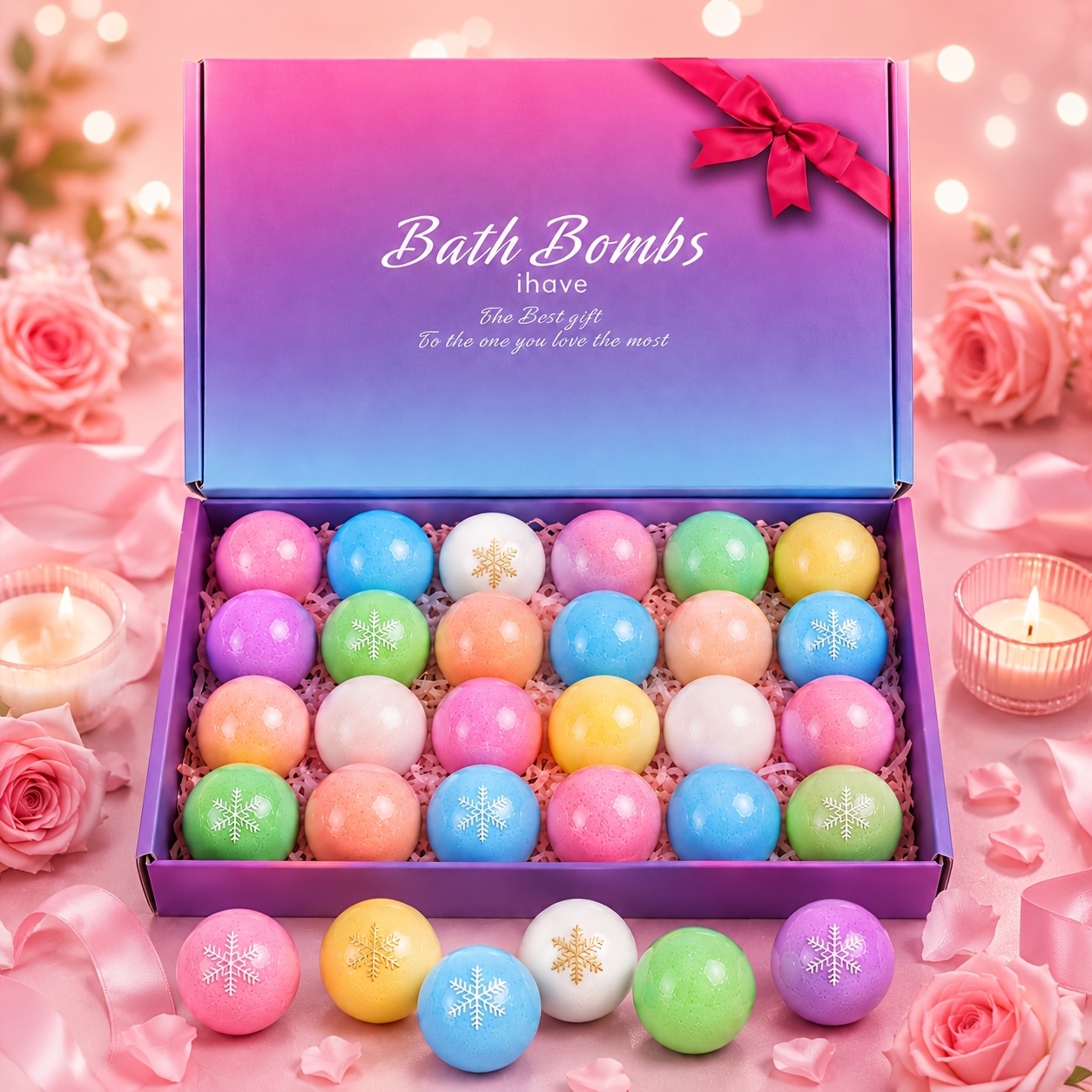 TEMU Gift For Women, 24pcs Handmade Bubble Bath Fizzes Rich In Essential Oils, Wife, Girlfriend, Sisters On Birthday, Christmas, Halloween,