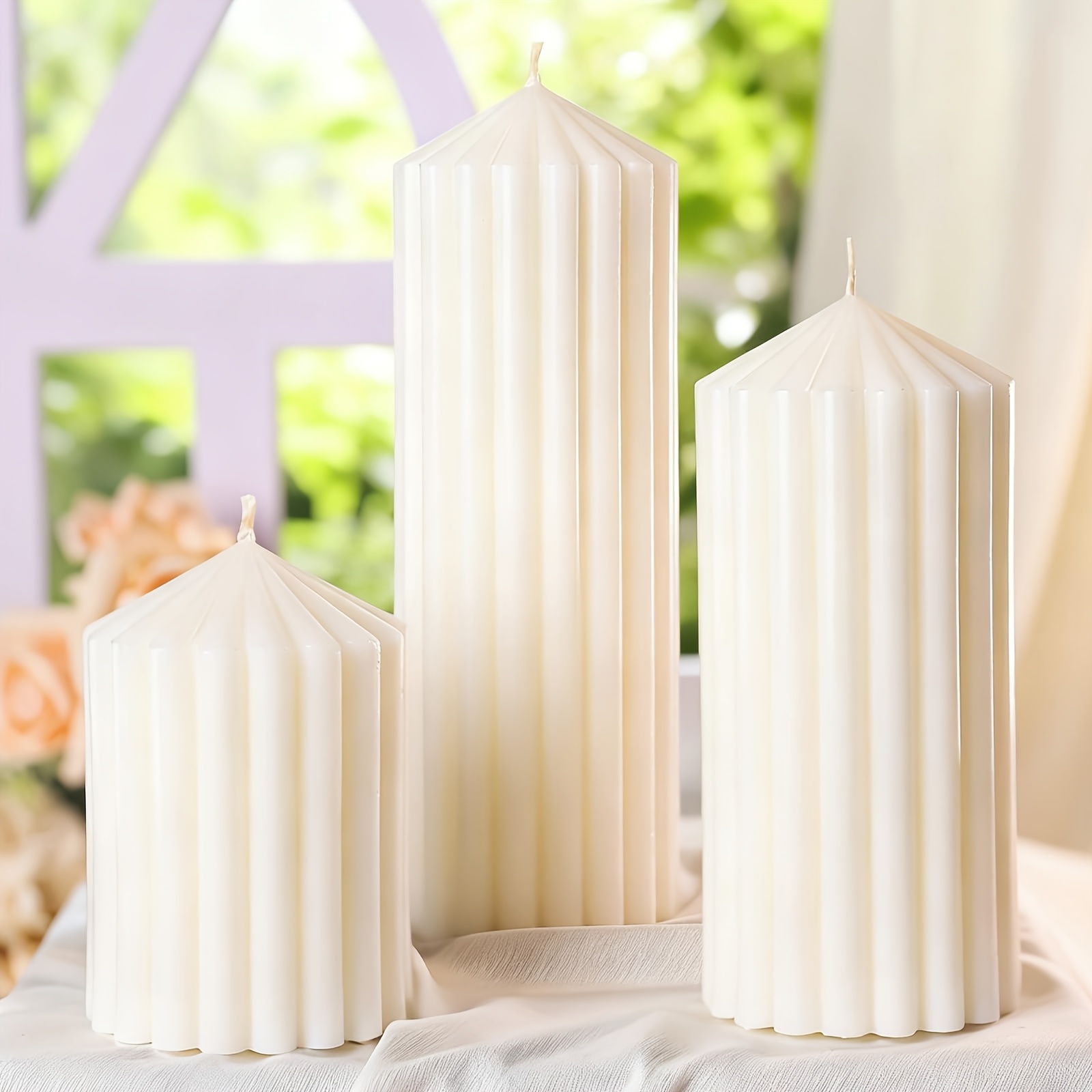 3 pack   scented ribbed pillar candles 2   6 8 inch soy   candles modern aesthetic soy wax pillar candles   non toxic   scented candles home decor gift  