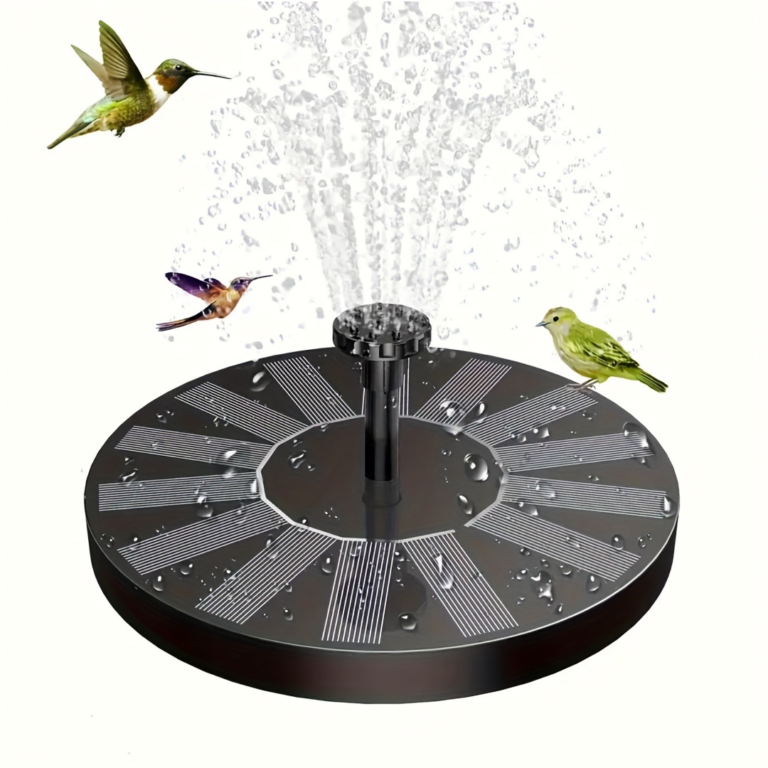 TEMU Solar Bird Bath Fountain, With 6 Nozzles, Bird Bath Solar Fountain Pump With Bracket, Solar Floating Fountain Pump, For Bird Bath, Pond, Garden,