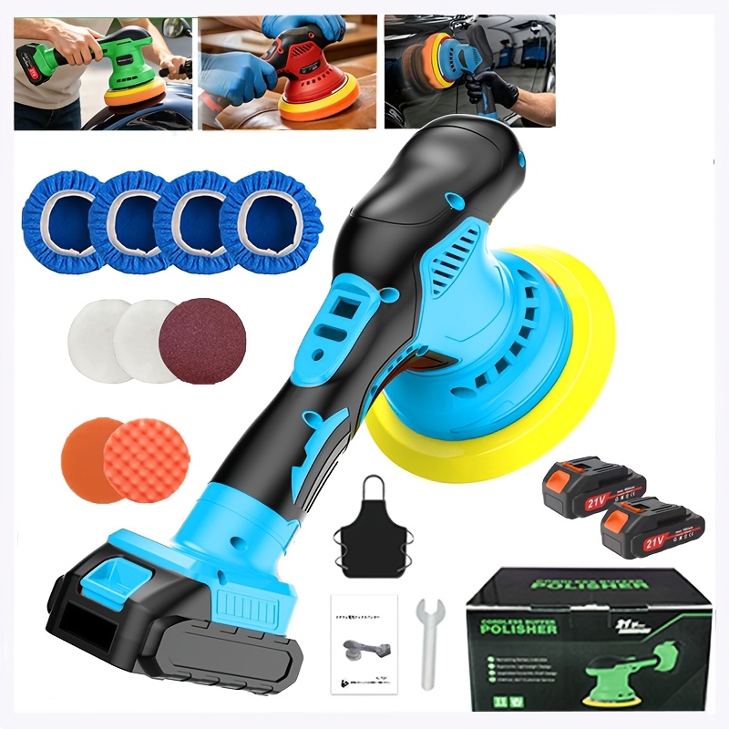 TEMU 21v Cordless Electric Polisher, 8-speed Adjustable Powerful Polishing, Upgraded Waxing Machine For Car Care Including Grinding, Polishing,